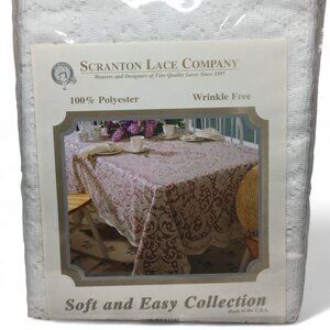 Scranton Lace Company Tablecloth 60"x80" Oblong White BROOKE Pattern NEW Sealed
